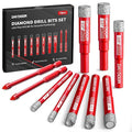 DAYDOOR Dry Diamond Drill Bits Set, 1/4" 5/16" 3/8" 1/2" Diamond Hole Saw Kit for Porcelain Tile Ceramic Glass Marble Granite, Tile Drill Bits with Cooling Wax, Round Shank (10-Piece)