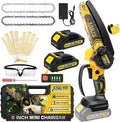 XSEYE Mini Chainsaw Cordless 6", Handheld Chain Saw with 2 Batteries&Auto Oil System, Electric Tool for Wood Cutting Tree, Men Dad Gifts for Fathers Day, Anniversary Birthday Gift Idea for Him Husband