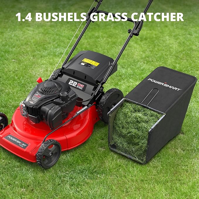 PowerSmart 22-Inch Gas Lawn Mower Self-Propelled, 150cc B&S Engine, 3-in-1 Mulching System, 6 Cutting Heights, Rear-Wheel Drive, Durable Steel Deck