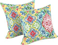 LVTXIII Outdoor Throw Pillows, Decorative Throw Pillows with Inserts, 16"x16" Square Pillows for Bed, Couch, Sofa and Patio Furniture, Set of 2, Damask Red