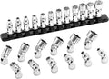 ARES 39009-CA 12-Pc 1/4in Swivel Socket Set, 6-Point, Metric | Chrome Vanadium Steel Sockets, Storage Rail