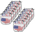 Lunarable Americana Chair Cushion Pads Set 12, USA Map Flag Stars Stripes National History American Illustration, Anti-Slip Seat Padding for Kitchen & Patio, 16"x16", Red White Blue