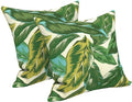 LVTXIII Outdoor Throw Pillows 16x16 Inch, Set of 2 Square Decorative Pillows with Inserts for Patio Furniture, Porch Chair, Garden Sofa, Lush Leaf Jungle