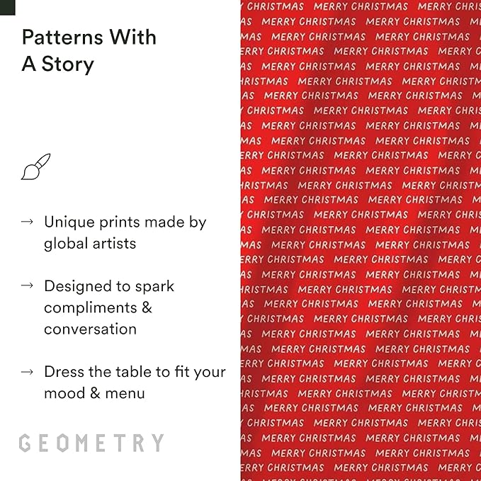 GEOMETRY Christmas Dinner Napkins - Premium Cloth Napkins - Quick Dry & Super Absorbent Table - Premium Geosuede Linen Napkins - Merry Xmas 19" x 19" - 6 Pieces