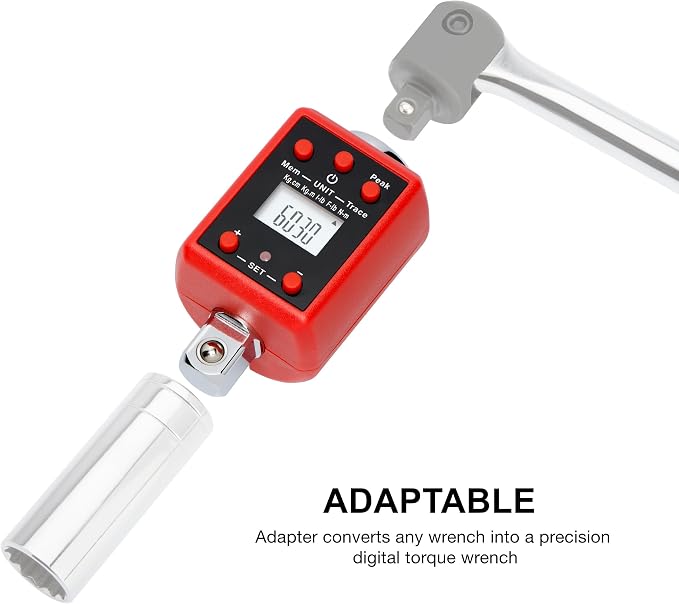 NEIKO 20741A 1/2” Digital Torque Adapter, 29.5-147.5 Ft-Lb, 1/2” Drive Digital Torque Wrench Converter/Torque Wrench Adapter, Alert Signals Torque Setting, Calibrate Digital & Analog Torque Wrench
