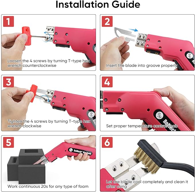 ROMECH Hot Knife Foam Cutter, 120W Electric Foam Cutting Tool Kit with Blades & Heavy-Duty Case for EPS, XPS, EVA, EPP RM-008 (120W)
