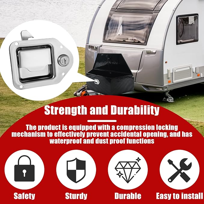 Heavy Duty Tool Box Paddle Lock Stainless Steel Truck Toolbox Latch Replacement Kit with 2 Keys RV Trailer UTV Campers