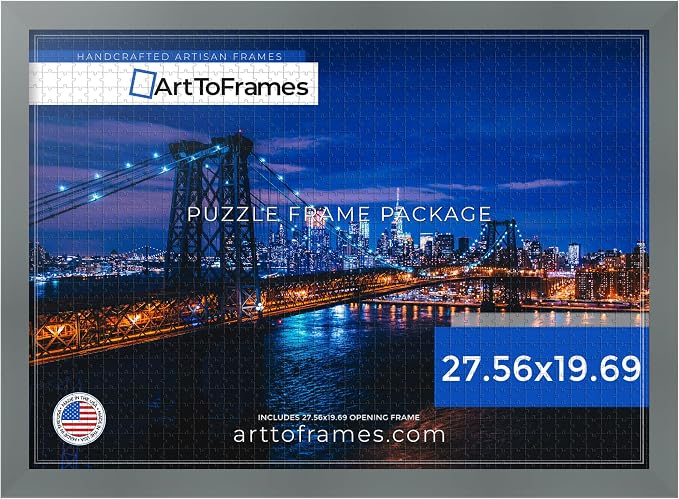 ArtToFrames Puzzle Frame for Buffalo Games 1000 Piece Jigsaw Puzzles, 27.56x19.69 Inch (70x50 cm), Granite Engineered Wood with Economy Acrylic, Ready to Hang Puzzle Display
