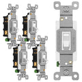 ENERLITES 4-Way Toggle Light Switch, Four Way, Side Wiring, Copper Wire Only, Grounding Screw, Residential Grade, 15A 125VAC 60Hz, UL Listed, 84150-W-5PCS, White 5 Pack