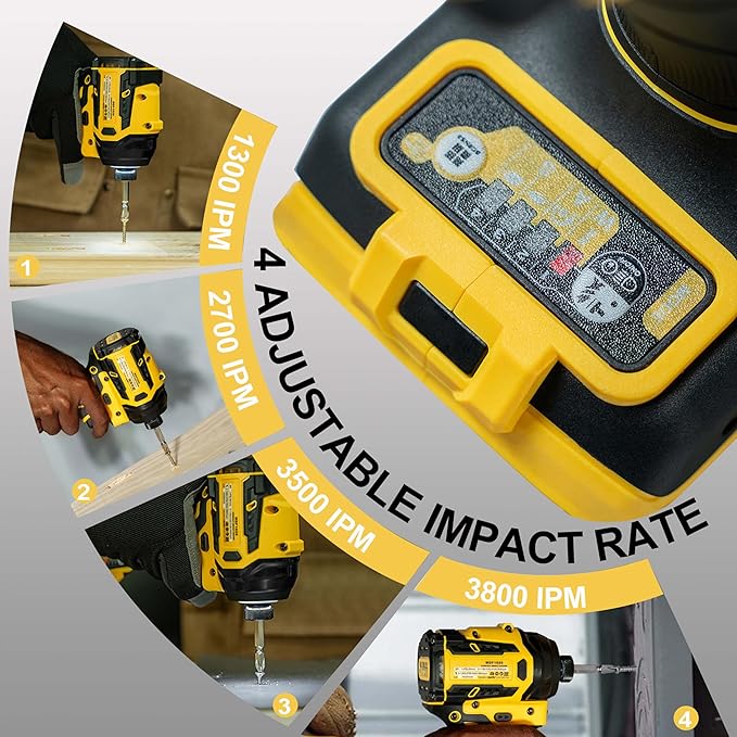 1/4-Inch Impact Driver Compatible with Dewalt 20V 60V Max Battery (Tool Only), 2212 in-lbs Torque, 4-Speed, Brushless Motor, LED Light