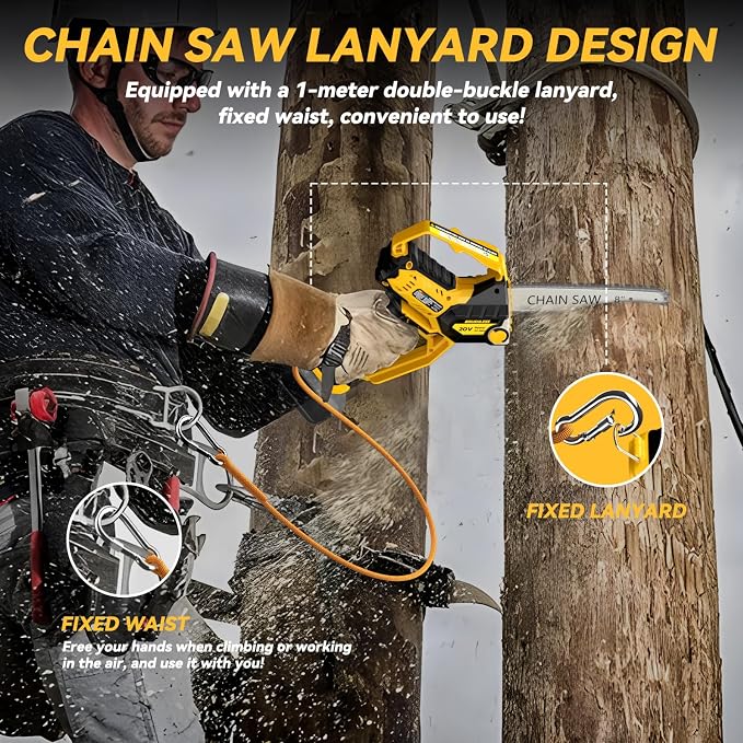 Mini Chainsaw for Dewalt Battery, 8-Inch and 6-Inch 2-IN-1 Cordless Electric Chain saw with Brushless Motor and Auto-Oiler, 800W Hand Mini Chainsaw for Tree Pruning Wood Cutting(No Battery)