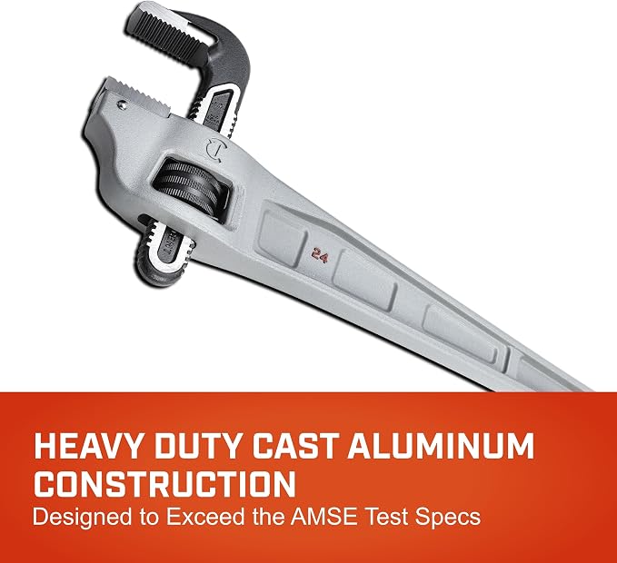 Crescent Aluminum Offset Handle Pipe Wrench - Heavy Duty Plumbing Tool for Tight Areas - Adjustable Home Repair Hand Tool - 24" - CAPW24F | Heavy-Duty Plumbing Tool for Tight Areas, Adjustable Home Repair Hand Tool