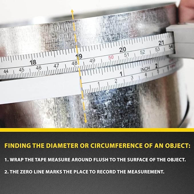 Perfect Pi Diameter Circumference Tape Measure - Imperial and Metric Tape Measure 1/2-inch by 12ft / 3.5m Use for Measuring Cylindrical Objects (Pipe Tape, Tree Tape) Model DCT120
