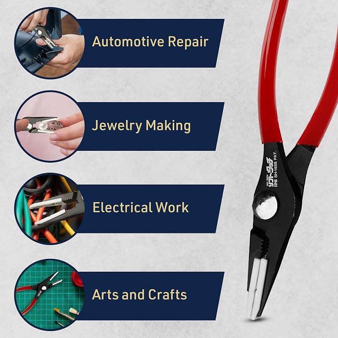 8” Needle Nose Pliers - Soft Jaw Pliers for Jewelry Making, Crafts, Electronics Repair, and Maintenance - Soft Grip Hand Tools by Kings County Tools (Red)