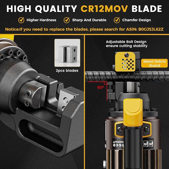 Anbull 1000W Electric Hydraulic Rebar Cutter, Cutting up to 5/8 Inch 4-16mm #5 Rebar, with Replaceable Jaw Blades, Cutting Speed 2-2.5S (EC-16)