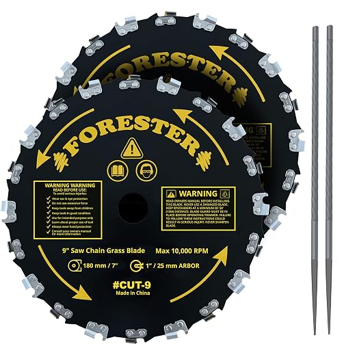 Forester 2PK Chainsaw Brush Cutter Blade + File Set - 9in x 20 Teeth | Fits Most Straight Shaft Trimmers | Conversion Kit Sold Separately