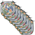Lunarable Gallus Chair Cushion Pads Set of 8, Rooster Earth Fruit Growth Harvest Dandelion Vegetables, Anti-Slip Seat Padding for Kitchen & Patio, 16"x16", Olive Green Night Blue