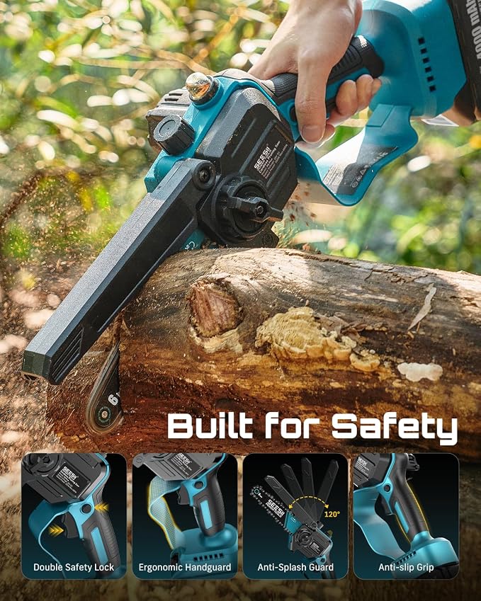 SEESII 2-in-1 Cordless Pole Saws & Mini Chainsaw 6 Inch for Tree Trimming | 2 x 4000mAh Batteries, Handheld Cutter with 10FT Extension Pole for Pruning, Yard Cleanup, Ideal for Homeowners Gardeners