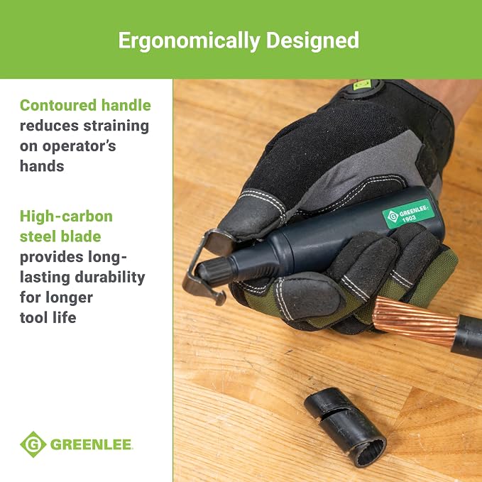Greenlee 1903 7" Pocket Cable Stripping Tool with High-Carbon Steel Blade, 8 AWG - 1250 Kcmil