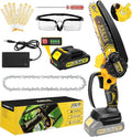 XSEYE Mini Chainsaw Cordless 6 inch, Handheld Small Battery Chain Saw with Auto Oiling, Electric Saws for Wood/Tree Branch Cutting, Garden Tool, Mens Dad Fathers Day Birthday Gifts for Grandpa Husband