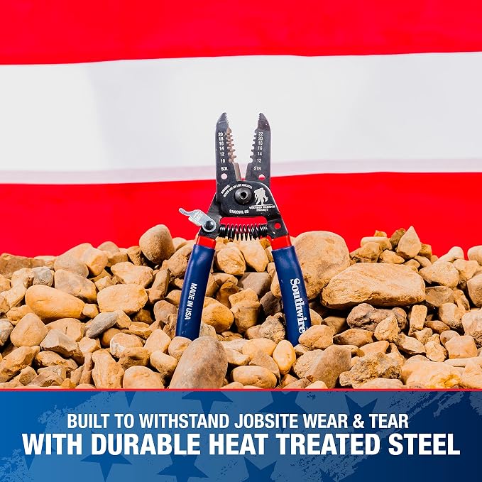 Southwire Wire Stripper and Cutter - Compact Tool for Efficient Electrical Work - Precision Shear-Type Blades - Comfortable Double-Dipped Grip - 10-20 AWG Solid