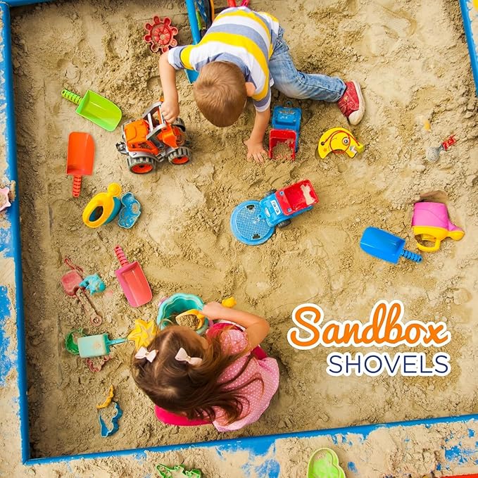 4E's Novelty Sand Shovel for Kids Bulk, 12 Pack Heavy Duty Plastic Beach Shovels - for Planting, Toddler Digging & Garden Tool, Sandbox Toys, End of Year Student Gifts from Teacher