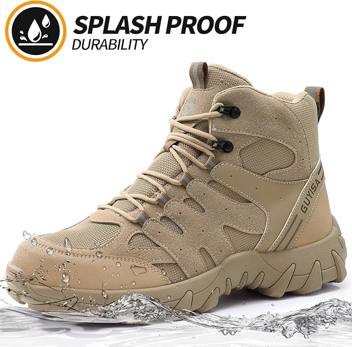 Steel Toe Boots for Men Work Boots for Men Breathable High Top Work Shoes Lightweight Indestructible Safety Shoes Industry Construction Safety Footwear