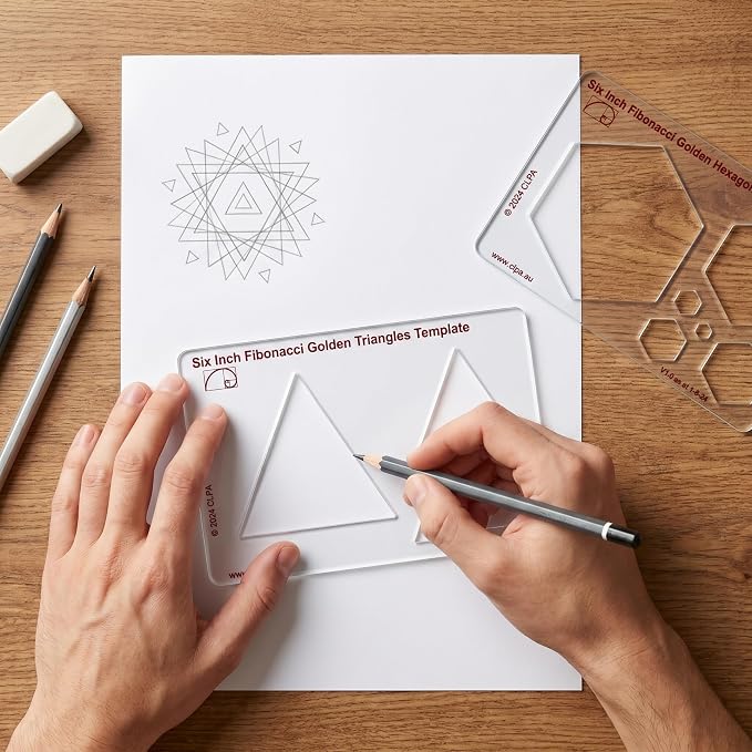 Triange Stencil Template for Drawing and Drafting: A Fibonacci-Inspired Triange Drawing Tool for Artists Allows The Simple Application of The Golden or Divine Ratio for Artistic Design