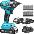 SEESII Cordless Impact Driver Kit, 21V Max Torque 1590 In-lbs(180 N.m) Impact Driver Set with Two 2.0 Ah Batteries, 1/4" Hex Chuck Power Impact Driver w/ 20 Pcs Drill Bits, 0-2500 RPM Variable Speed