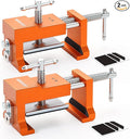 DAYDOOR Professional Cabinet Installation Clamps 2 Pack, Heavy Duty Face Frame Alignment Tool with Integrated Drill Guide & EVA Protection, Woodworking Claw Clamps, Orange