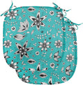 Lunarable Flower Chair Seating Cushion Set of 2, Abstract Monochrome Floral with Botanical Items, Anti-Slip Seat Padding for Kitchen & Patio, 16"x16", Seafoam Grey