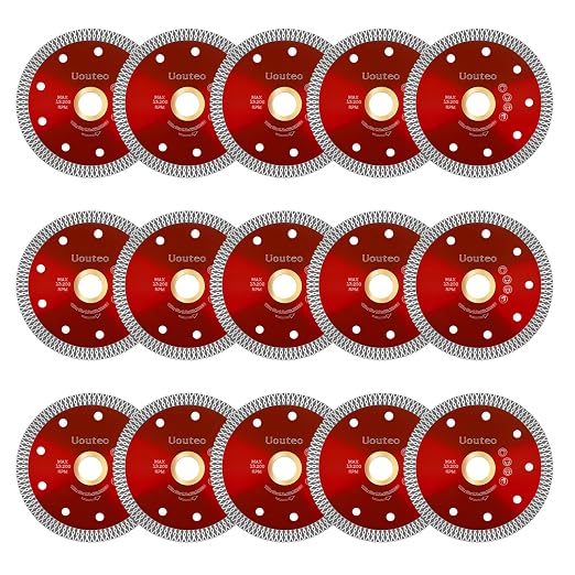 15 Pcs Diamond Saw Blade, 4.5 Inch Super Thin Tile Blade, Diamond Saw Blades for Angle Grinder, 4.5" Tile Blade for Smooth Cutting Marble Ceramics Porcelain Tiles(4.5 inch-15Pcs-Red)