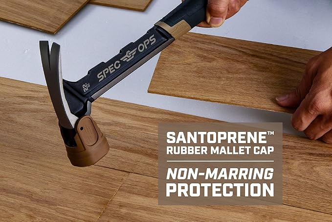 Spec Ops Tools Framing Hammer, 22 oz, Rip Claw, Smooth Face, Soft Mallet Cap, Shock-Absorbing Grip, 3% Donated to Veterans