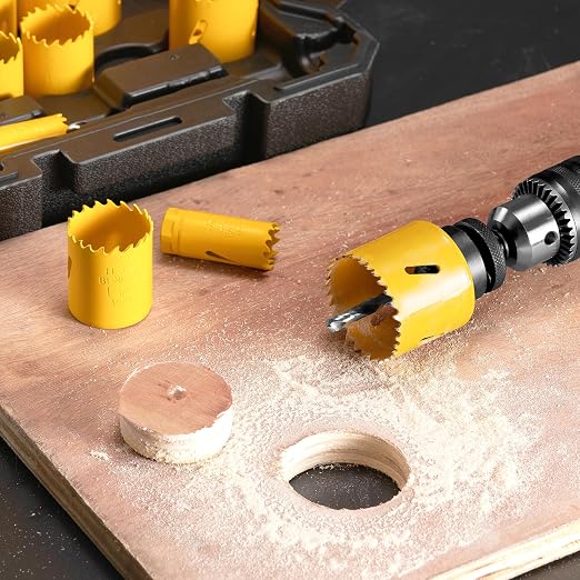 KATA Bi-Metal Hole Saw Kit, 18 Piece M42 Steel Hole Saw Set with 3/4"-2-1/2"(19-64mm) Saw Blades, Hole Saws Drill Bits Hole Cutter Kits with Storage Case, Holesaw Cutting for Thin Metal, Hard Wood