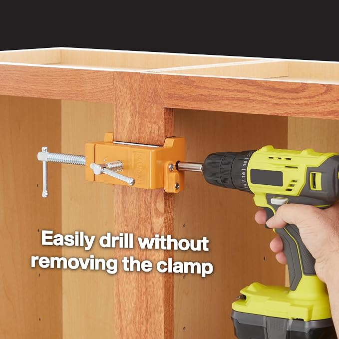 MANRAM Cabinet Clamps 4 Pack A Great Gift for Dad, Heavy Duty Cast Steel Face Frame Alignment Tool with Integrated Drill Guide, EVA Protective Pads and Carrying Case for Cabinet Installation