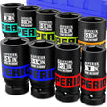 9 Piece 1" Drive Deep Impact Socket Set, 1" - 2" Jumbo Socket, SAE, 6-Point, Heavy Duty CR-MO, Truck Tire Service, Mechanical Equipment Maintance