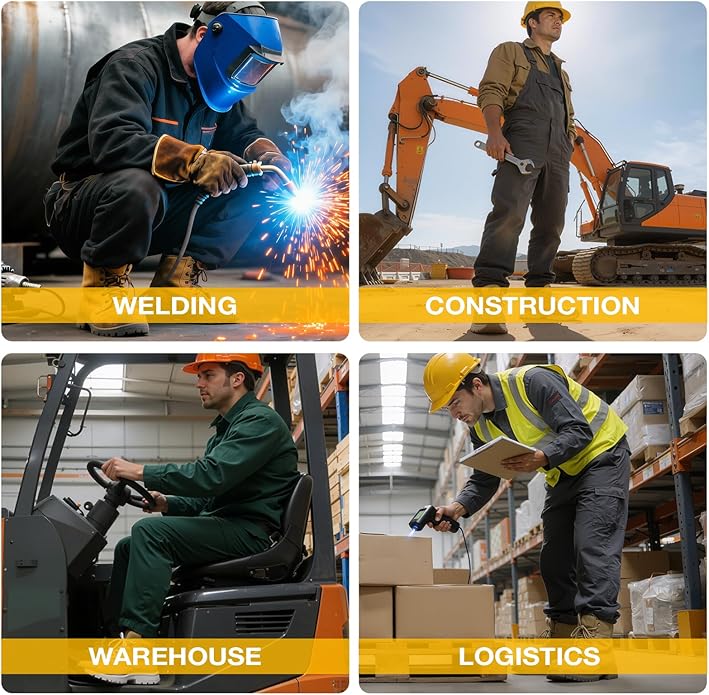 GLANOUDUN Welding Work Boots for Men Slip on Steel Toe Shoes for Men Indestructible Steel Toe Boots Welder Men's Working Shoes Fireproof Safety Footwear for Construction Men's Work & Safety Footwear