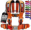 1pc 50 Cal Orange 4 Point Harness 3" straps, Racing Harness Seat Belt | Ultra Kush padding, Push Button quick release hardware. Universal Fit for UTV, RZR, race car