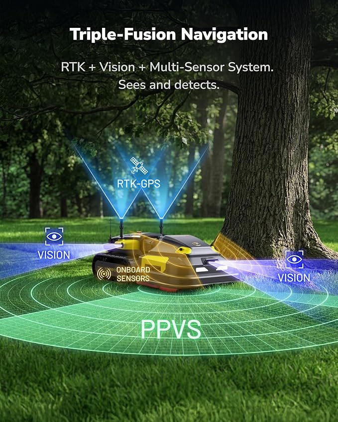 YARBO Robot Lawn Mower Pro with Modular Design for Large Yard up to 6 Acres, Perimeter Wire Free APP Control Robotic Lawnmower with 0.8"-4.0" Cutting Height, AI Vision & RTK for Navigation