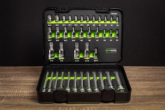 GripEdge |39-PC RPT 1/4, 3/8 & 1/2" Drive Low Profile, Standard, Exta Long & Security Triple Square Master Bit Socket Set|Includes sizes - M4-M18 | Includes Premium Plastic Case With Foam Insert |