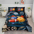 Axolotl Ball Game Bedding Set Full, Basketball & Volleyball Comforter Set Sports Bedding, Soccer & Football Comforter Colorful Grunge Style for Kids Boys Teens, 1 Quilt 2 Pillowcases