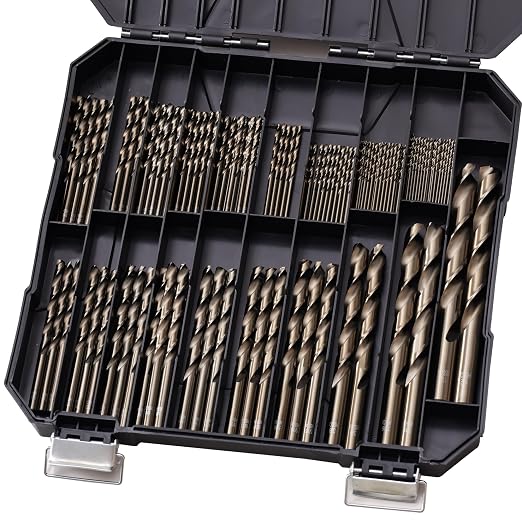 Cobalt Drill Bits Set for Hardened Metal and Stainless Steel, 122Pcs 1/16"-1/2" M35 HSS Twist Jobber Metal Drill Bits, with Index Storage Case