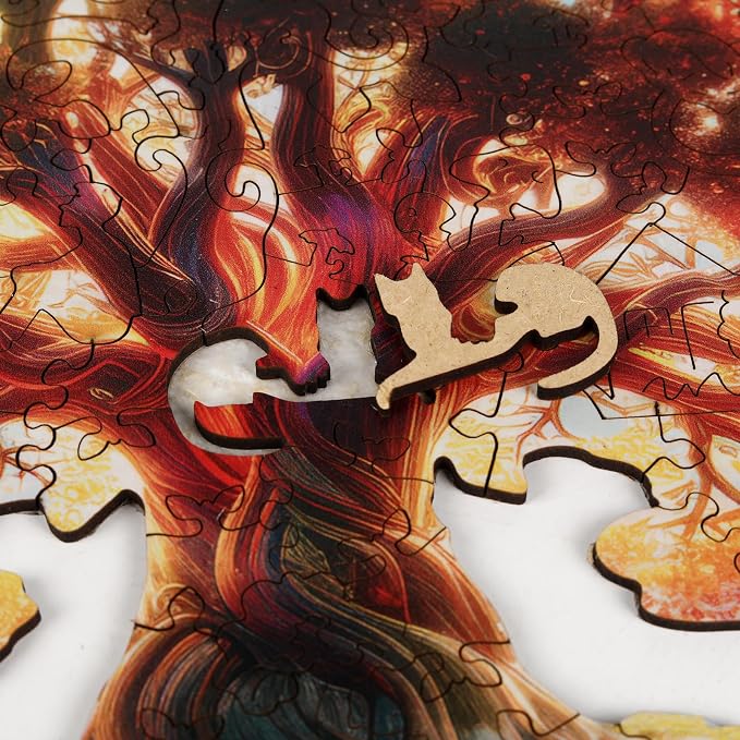 MEATRN Tree of Life 500 Pieces Wooden Puzzles - Plants Wood Jigsaw Puzzle for Adults, Symbol of Growth & Eternity, Collectible Spiritual Gift & Educational Puzzle, 15.3x16.6 in