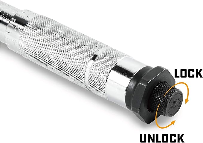 Powerbuilt 3/8-Inch Micrometer Torque Wrench, 5-80 Foot/Pounds and 0.7-11.2 Meter/Kilograms, Reversible Ratchet Clicks, Lockable - 644998