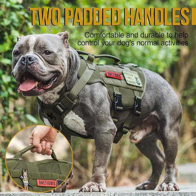 OneTigris Tactical Dog Harness for Small Dogs, Mesh Design Service Dog Vest Breathable Military Dogs Molle Vests with Handles, Harness for Walking Hiking Training