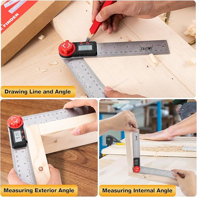 Digital Angle Finder Protractor, Angle Finder Ruler,Stainless steel 7inch 200mm 7inch/200mm, Angle Measuring Tool for Woodworking,Carpenter,Construction,DIY Measurement (Stainless Steel)