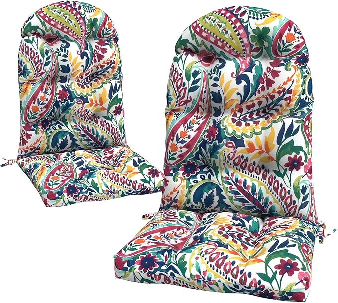 LVTXIII Outdoor Adirondack Chair Cushions, 44x19x4 Inch Non-Slip High Back Rocking Chair Cushion, Tufted Seat Cushion for Patio Furniture, Set of 2, Vigour Paisley