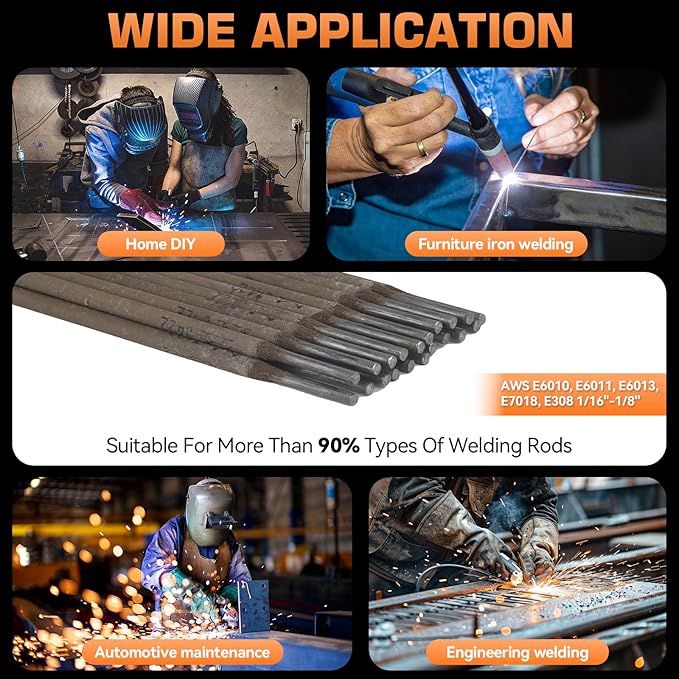 200Amp Stick Welder-Large LED Display, 110V/220V Dual Voltage Portable MMA Welder Machine with Hot Start, Arc force and Anti-Stick, Lift TIG Torch & 220V Adapter, 20PCS Rods Stick Welder