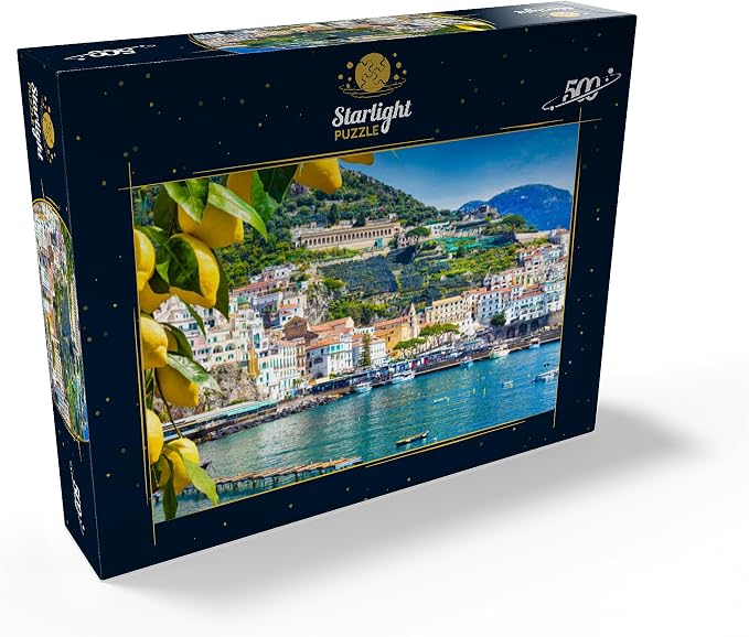 MyPuzzle Panoramic View of Beautiful Amalfi On Hills Leading Down to The Coast, Campania, Italy - Premium 500 Piece Jigsaw Puzzle for Adults