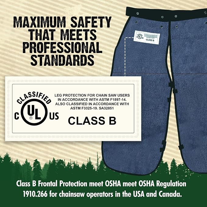 FORESTER Chainsaw Chaps for Men & Women | Apron-Style Chaps with Pocket & Adjustable Waist | Chainsaw Safety Equipment